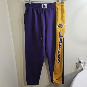 Vintage 90s Los Angeles Lakers Jogger Pants STARTER Track Sweat Pants Men's S